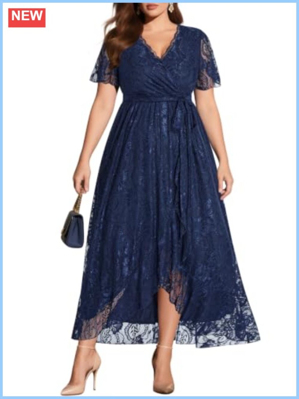 Plus Size Lace High Low Dress Formal Wedding Guest Cocktail